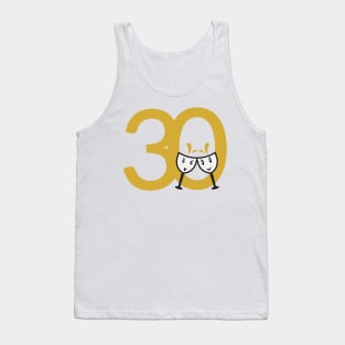 30th Birthday Large Numbers and Cute Wine Glasses Tank Top